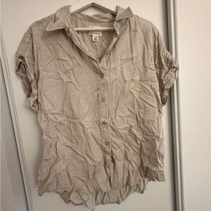 Casual Beige Button-Up Shirt